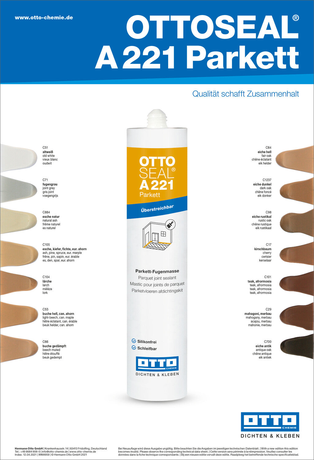 OTTOSEAL® A 221 | Mastic Acrylique Parquet