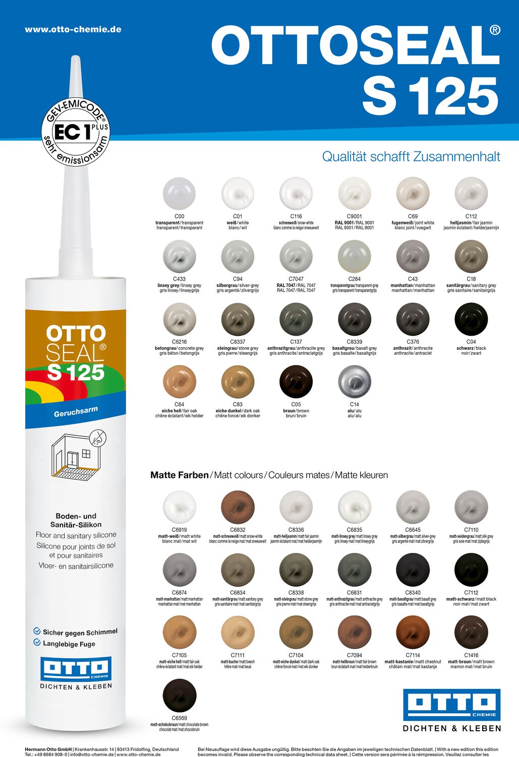 OTTOSEAL® S 125  Silicone sol pvc et Sanitaire BRILLANT – Loutiwow